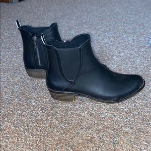 Black rain boots